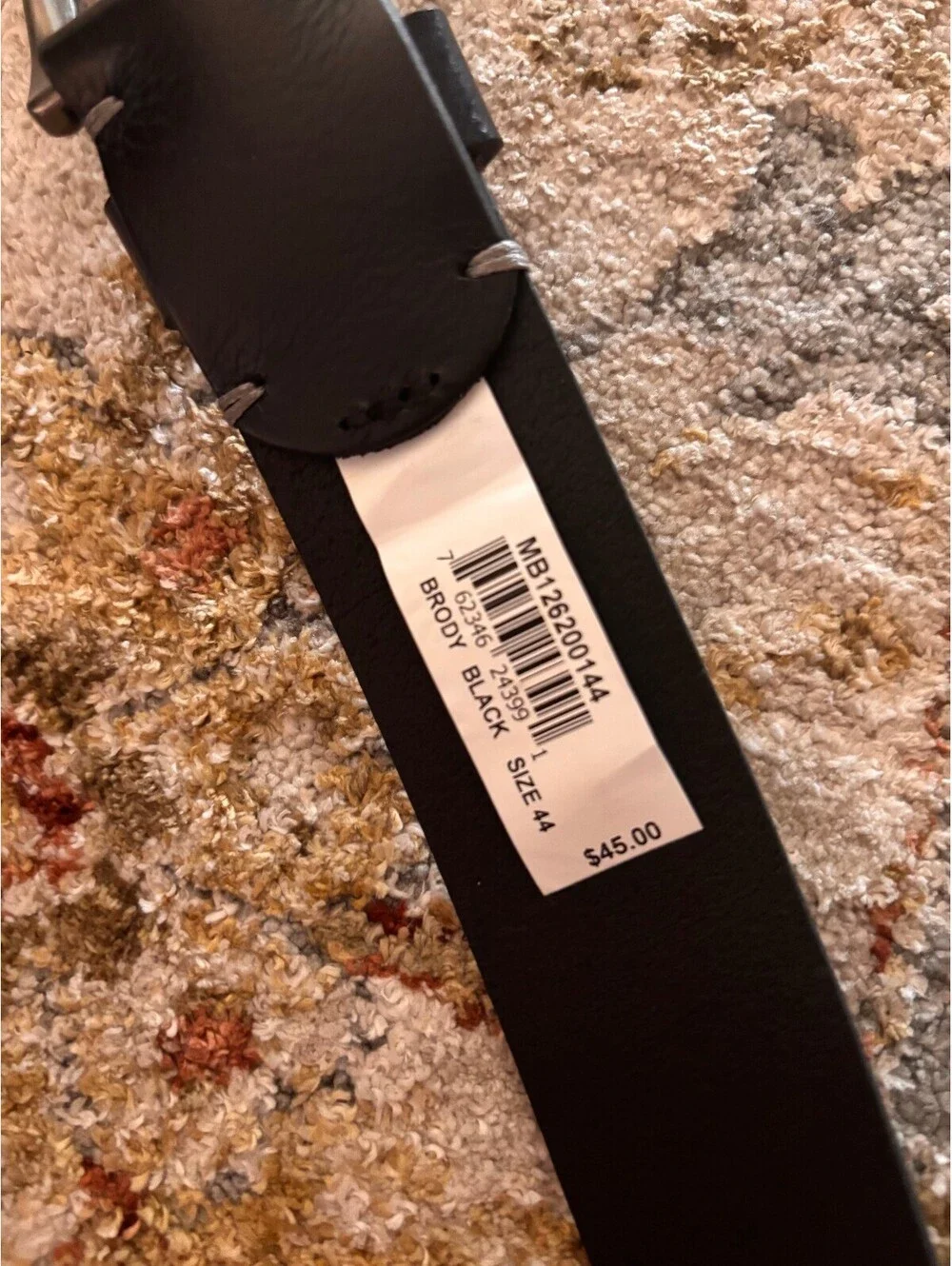 Fossil Brody Men's Genuine Leather Black Belt Size 44/110 with Silver Buckle